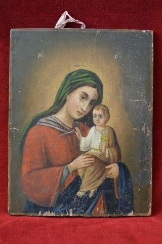 Rare Antique 19th Century Orthodox Painting Russian Hand Painted Religious Icon