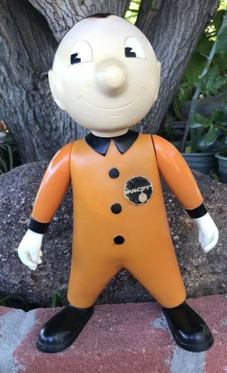 Vintage Rare Collectible Facit Man Advertising Figure Character Doll In Orange