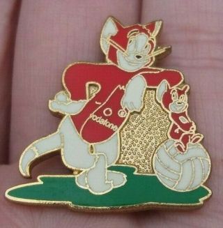 Manchester United Tom & Jerry Cartoon Characters Pin Badge Rare Vgc