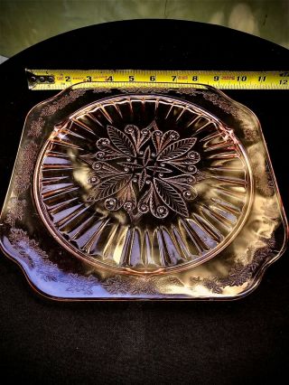 Vintage Pink Depression Glass Footed Cake Plate Stand Circa 1930 ' s 3