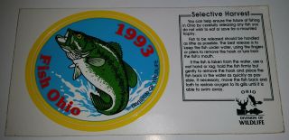 1993 Fish Ohio Sticker In Package - Division Of Wildlife - Very,  Very Rare -