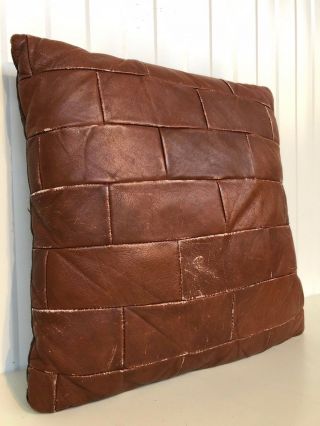 Vintage & Rare De Sede Style Leather Patchwork Cushion Circa 1970 
