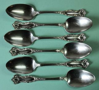 6 1901 Wm Rogers & Son Aa Oxford Oval Soup Spoons Silverplate Int 
