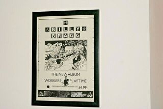 Billy Bragg Framed A4 Rare 1988 `workers Playtime` Album Art Poster
