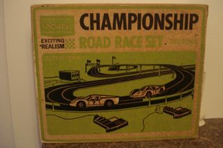 Rare Complete Sears Championship Road Race Set 1/32 Scale Slot Cars Box Vintage