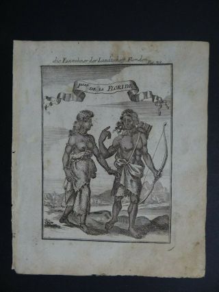 1719 Manesson Mallet Atlas Engraving People Of Florida - P.  Les De La Floride