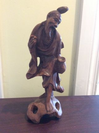 Vintage Hand Carved Chinese Hard Wooden Figure