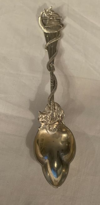 Rare Daniel Low Gorham Sterling Silver Salem Witch Souvenir Melon Spoon 33g
