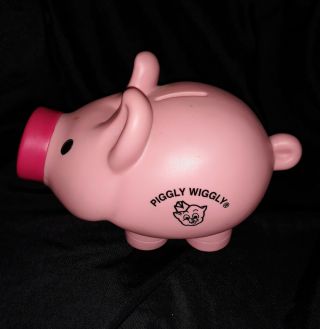 Pink Piggly Wiggly Pig Vintage Hard Plastic Coin Bank " Rare ".