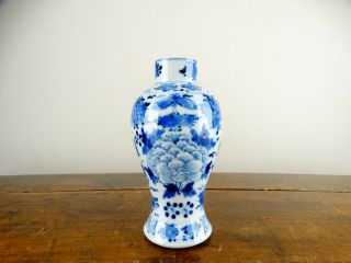 Antique Chinese Export Porcelain Vase Blue & White Jar Kangxi Mark 19th Century