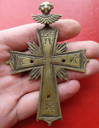 Medieval Bronze Cross With Angels.  Very Rare