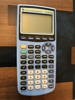 Texas Instruments TI - 83 Plus - Rare Baby Blue Graphing Calculator W/ Cover 2