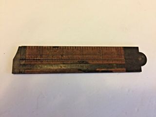 Vintage Antique Stanley Boxwood No 36 1/2 Folding Caliper Ruler Brass Wood Usa