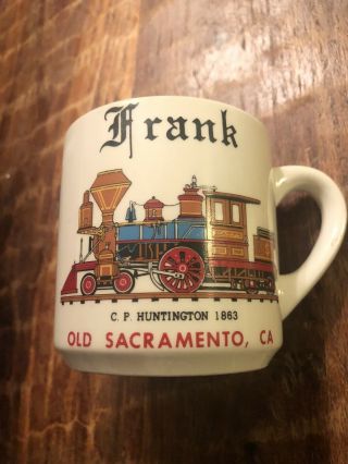 Vintage Name Frank Monogram Old Sacramento Ca Train Coffee Mug Rare