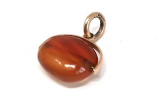 A Fine Antique Victorian 9ct Rose Gold Polished Agate Spinning Fob Pendant 22920
