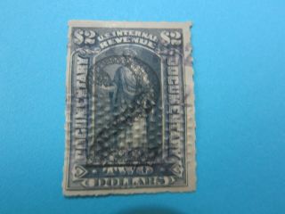 Us Int.  Rev.  Stamp $2.  00 Rare W/black 2 & Grill Grey Vvfine Scott R191a