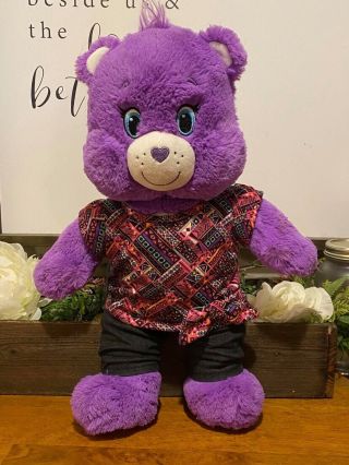 Build A Bear Care Bears Share Bear Plush Rare 17 " Purple Lollipop 2015