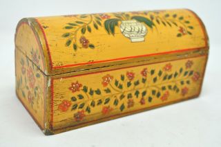 Vintage Wooden Pencil Box Old Hand Crafted Fine Painted
