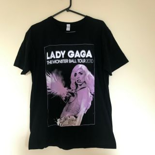 Rare Official Lady Gaga " The Monster Ball Tour 2010 " T - Shirt | Black | Size: L