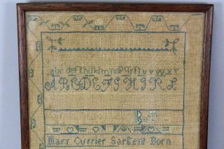 RARE DATED 1818 ESSEX COUNTY,  MA NEEDLEWORK SAMPLER BY MARY CURRIER SARGENT 2