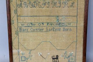 RARE DATED 1818 ESSEX COUNTY,  MA NEEDLEWORK SAMPLER BY MARY CURRIER SARGENT 3