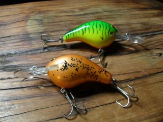 2 Vintage Bagleys Diving B 2 Fishing Lures Rare Color Pumpkin Seed And Ft