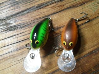 2 Vintage Bagleys Diving B 2 Fishing Lures Rare Color Pumpkin Seed And FT 2
