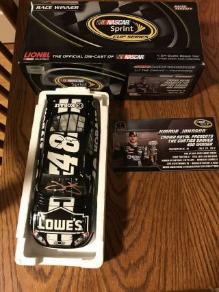 2012 Jimmie Johnson Autographed Indy Raced Version Win 1/24 Diecast Rare 1 / 573