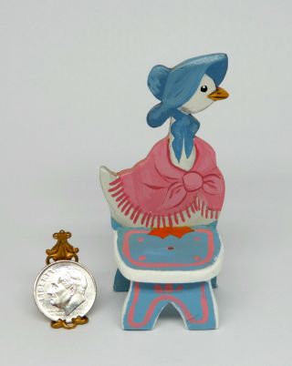 Vintage Jemima Puddle Duck Wooden Nursery Chair Artisan Dollhouse Miniature 1:12