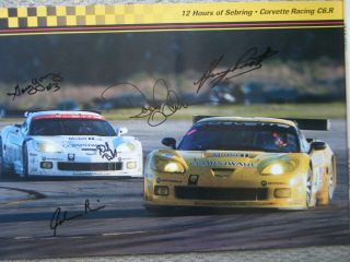 Corvette Racing C6 - R Sebring 12hr Poster 07 Signed By Gary Pratt & 4 Others Rare