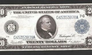Rare Type B Chicago 1914 $20 Frn,  No Pinholes,  No Tears