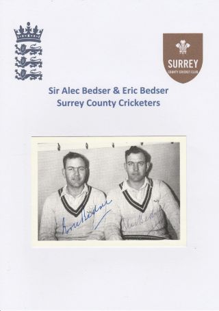 Alec Bedser & Eric Bedser Surrey County Cricketers Rare Autographs Postcard