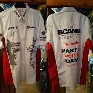 Signed Darts Shirt Martin " Wolfie " Adams,  Scania Truckfest Promotion,  Very Rare.