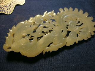 Ultra Rare 3,  Inch Oriental Jade Dragon Sterling Silver Old Pawn Brooch