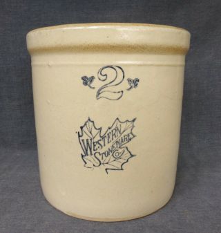 Vintage Western Stoneware Co.  2 Gallon Crock With Maple Leaf