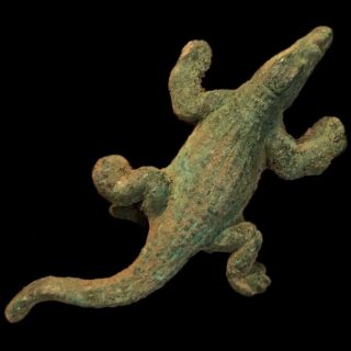 Ancient Roman Bronze Crocodile Fibula Brooch - 200 - 400 Ad (3)