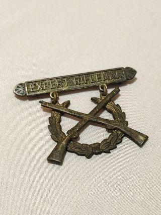 Rare Us Army Expert Rifleman Ladder Badge Medal Pin Back Antique Old Ww1