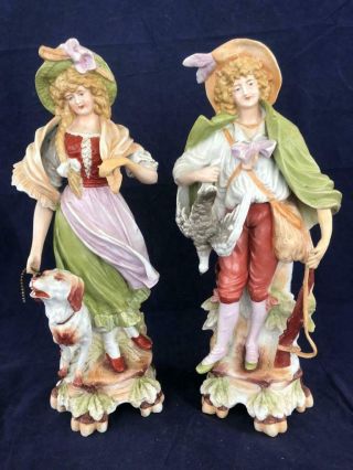 Fine Large Antique Dresden / Volkstedt Porcelain Hand Painted Figures.