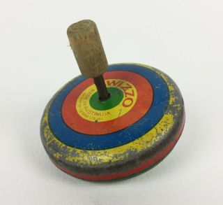 Rare Antique 1940s Wizzo Australian Made Tin Toy Spinning Top