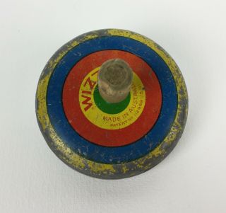 Rare Antique 1940s WIZZO Australian Made Tin Toy SPINNING TOP 2