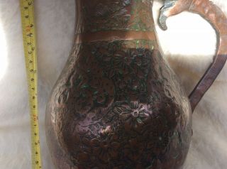 Large antique vintage copper and brass handled vase jug Arts & Crafts 3