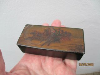 An Antique Russian? Hand Painted Papier Mache Snuff Box Early 19th Century