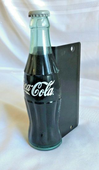 Coca Cola Soda Pop Bottle Door Push Pull Handle Sign W/ Bracket Rare Vintage (m4