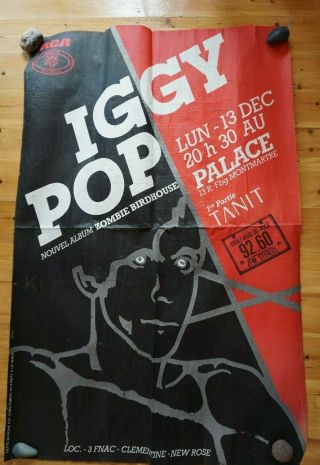 Mega Rare Punk Rock 1982 Iggy Pop Broadside Poster Paris Support Tanit