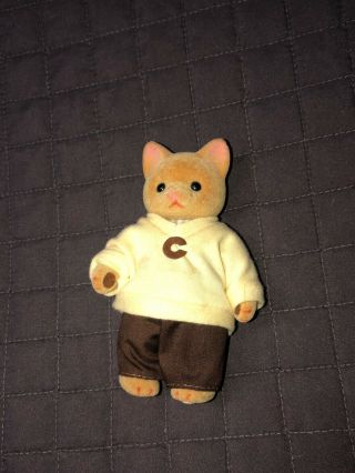 Vtg Rare Russ Flocked Cat Kitten Doll Figure Toy With Clothes 1980s 4.  5”