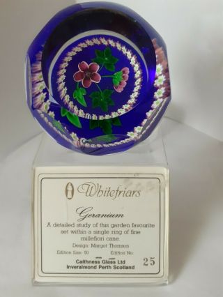 Caithness Paperweight - Geranium - Rare - Very Limited Edition Number 25 Of 50.