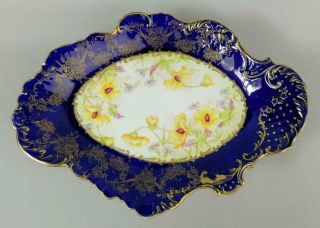Antique Crown Staffordshire Porcelain Floral Comport C.  1895