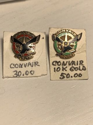 2 Rare Vintage Corvair Company Service Award Pins.  10k Solid Gold