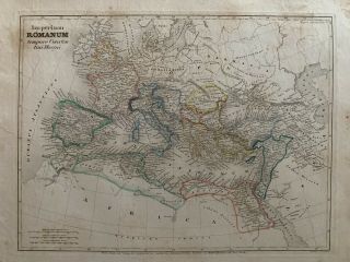 1852 Roman Empire Hand Coloured Antique Map By Joseph Meyer