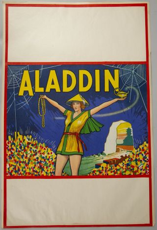 Art Deco 1930s Aladdin Pin - Up Orientalist Theater Poster Stone Lithograph